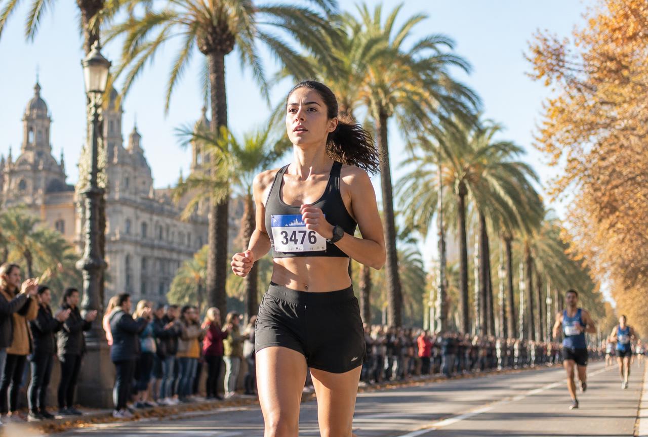 Road running atmosphere in Barcelona, Spain, representing Barcelona Marathon